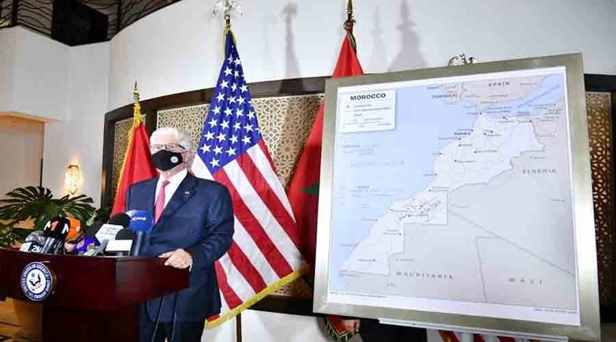 الحكومة الامريكية تعتمد رسميا الخريطة الكاملة للمغرب بصحرائه و سفيرها يقدم نمودجا