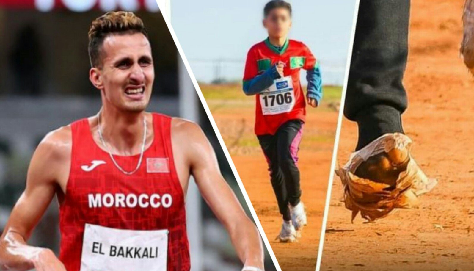 صورة العداء صاحب الجوارب تثير انتباه البطل البقالي و يحاول الاتصال به