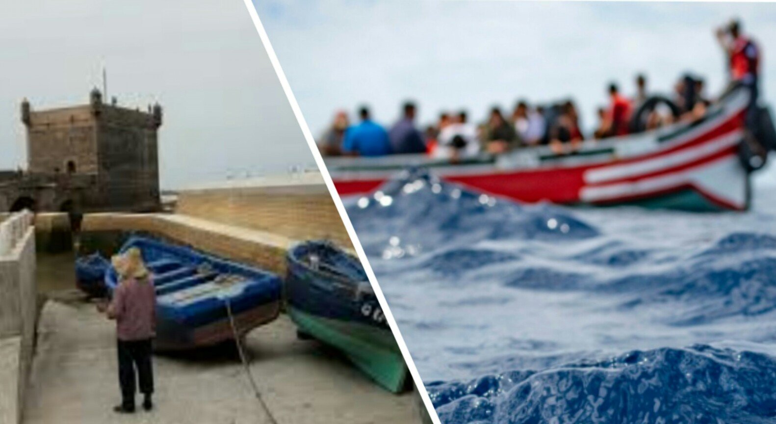 إنقاذ 15 مهاجر سري على قارب للصيد التقليدي سرق من الصويرة و جنح بشاطئ أكادير