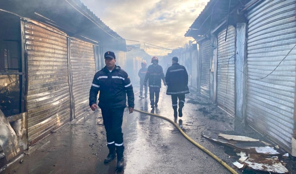 اندلاع حريق مهول في ازيد من 400 محل تجاري بمراكش