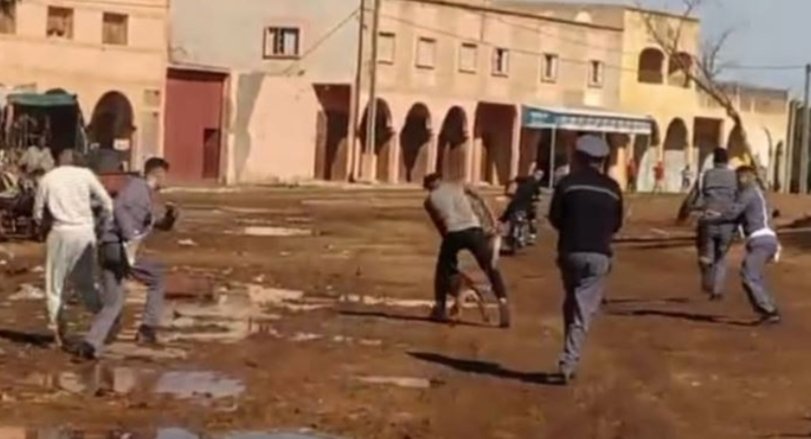 القوة العمومية تضع حد لهيجان شخص اعتدى على الدرك الملكي و عتادهم بتسلطانت